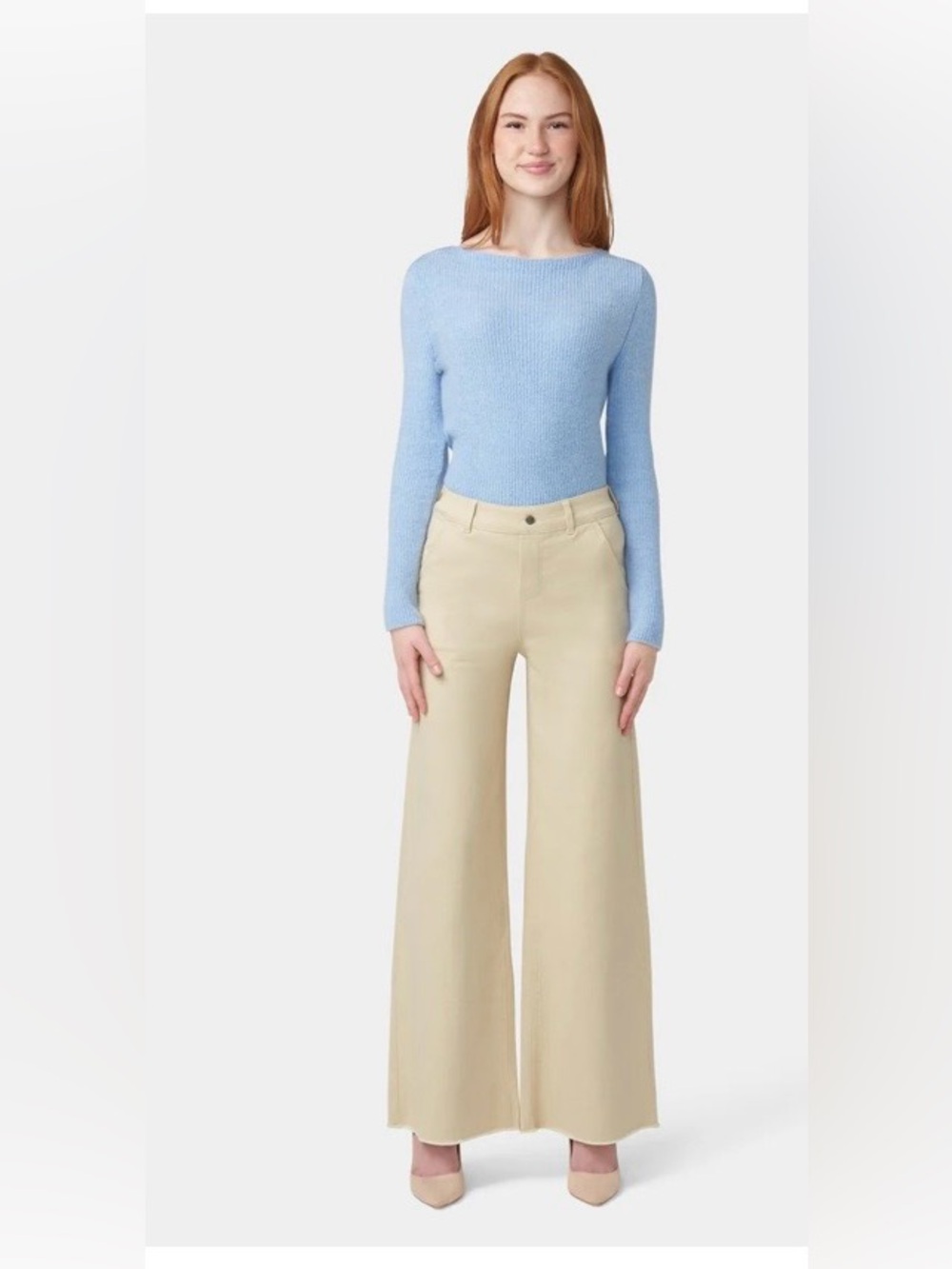 🆕Women’s HUE Frayed Edge Wide Leg Denim. Size Large. NWT